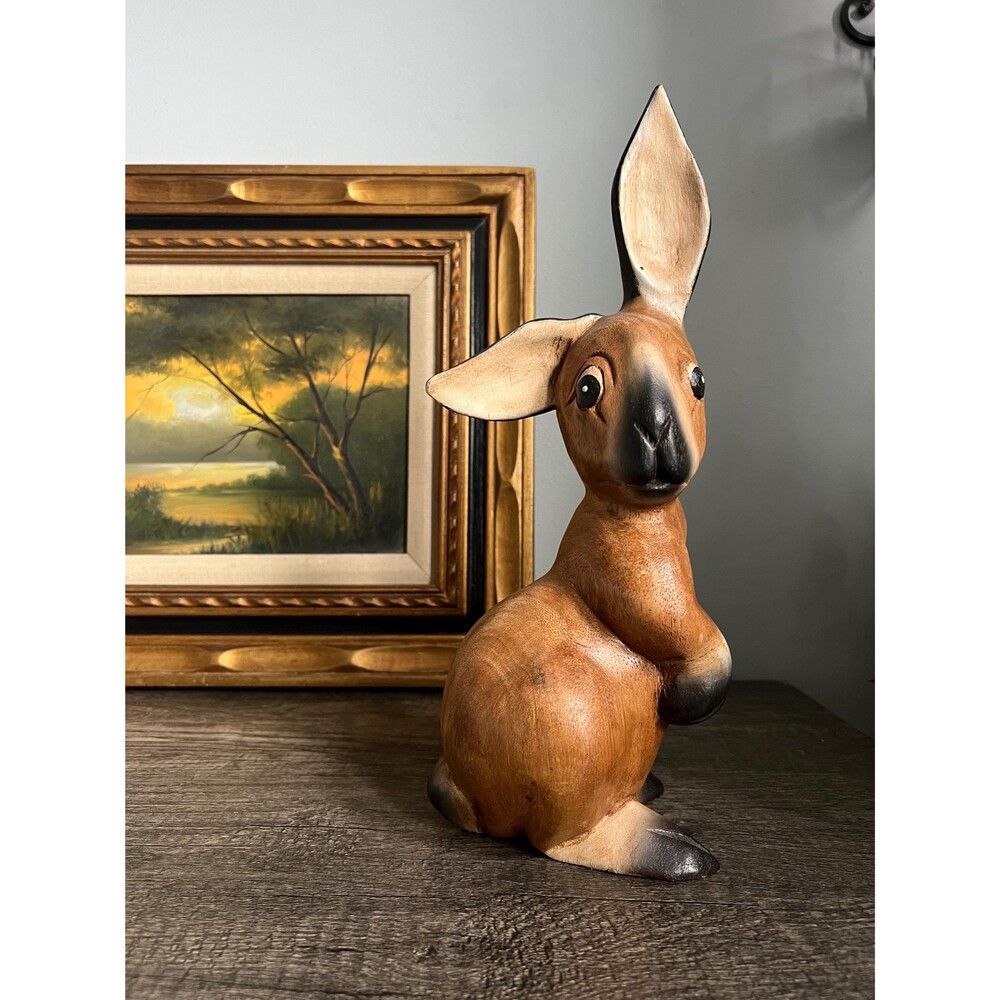 Vintage Folk Art: Carved Wood Rabbit